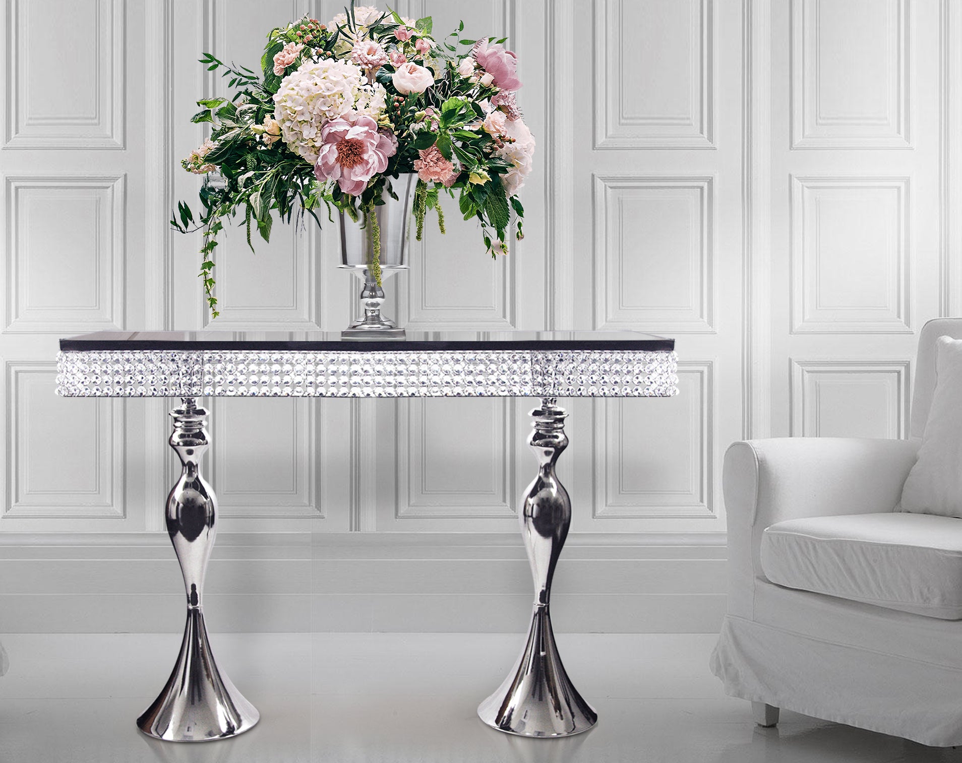 Galore Home Crystal Console Table consolle specchiata