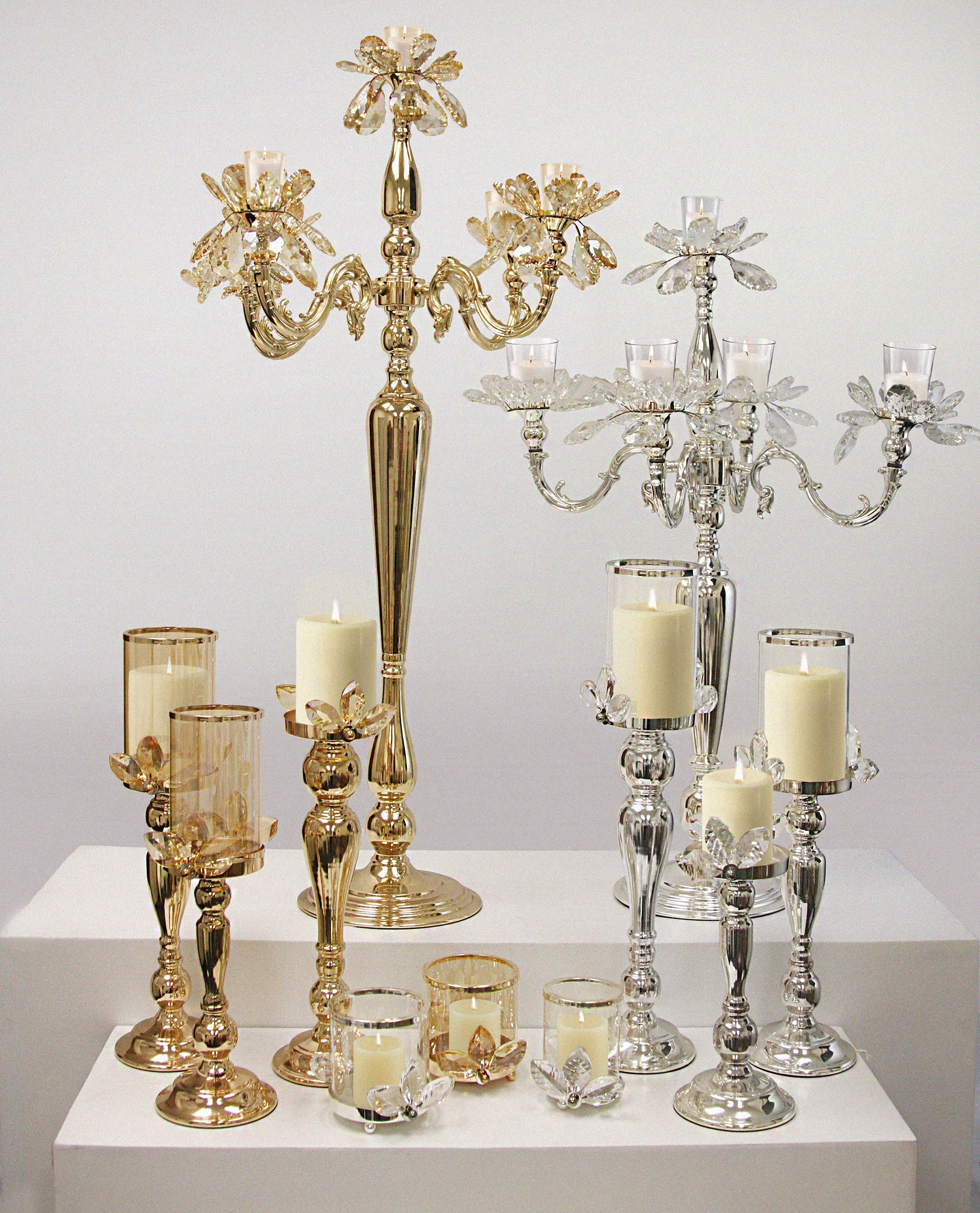 Galore Home Crystal Votive Portacandele Argento M7036 4pz