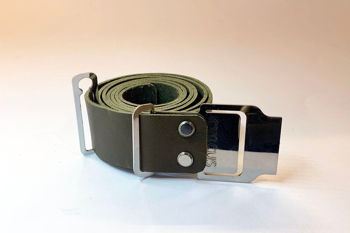 Cyrcus Design Belt cintura pelle nera fibbia nera