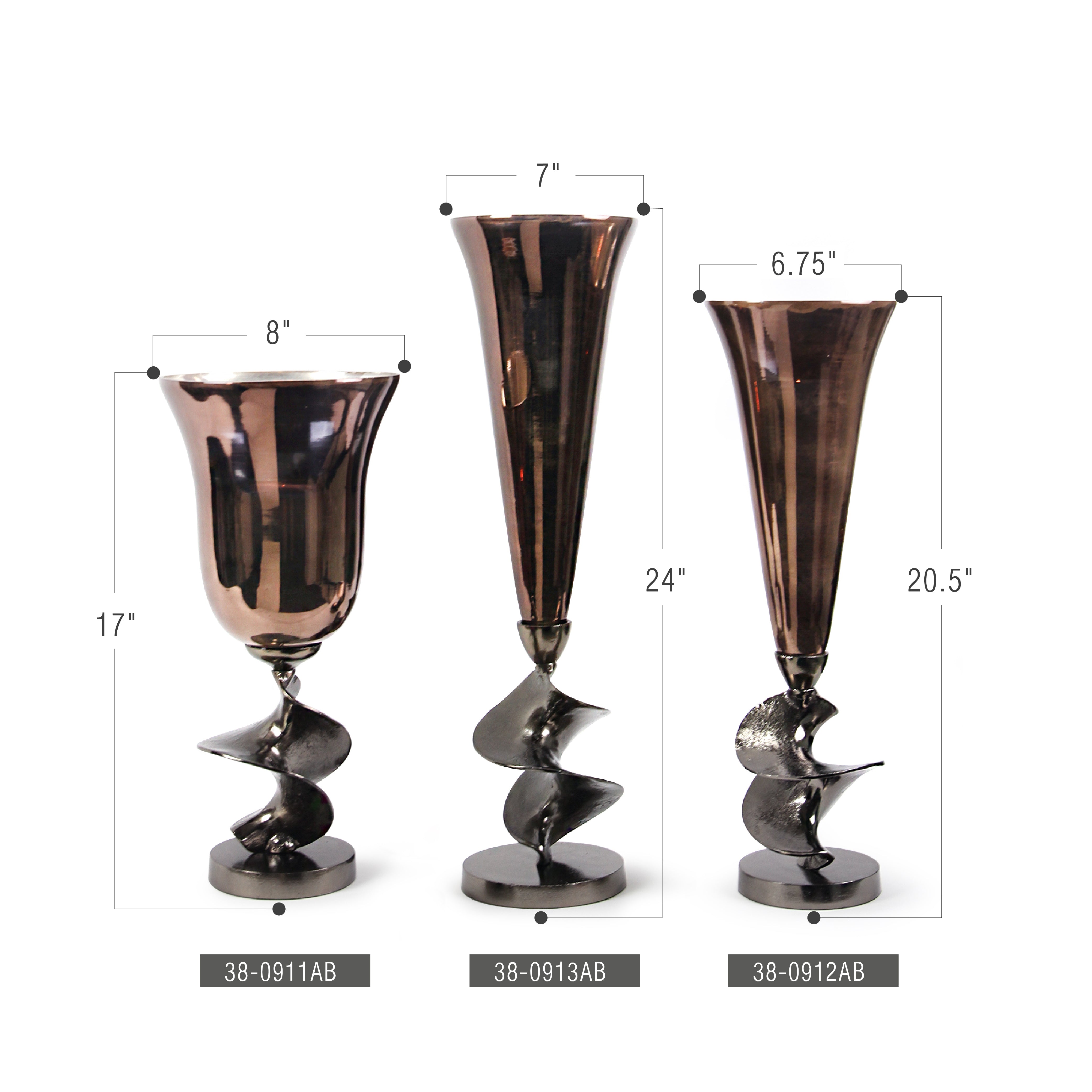Galore Home Celeste vaso tromba grande ottone