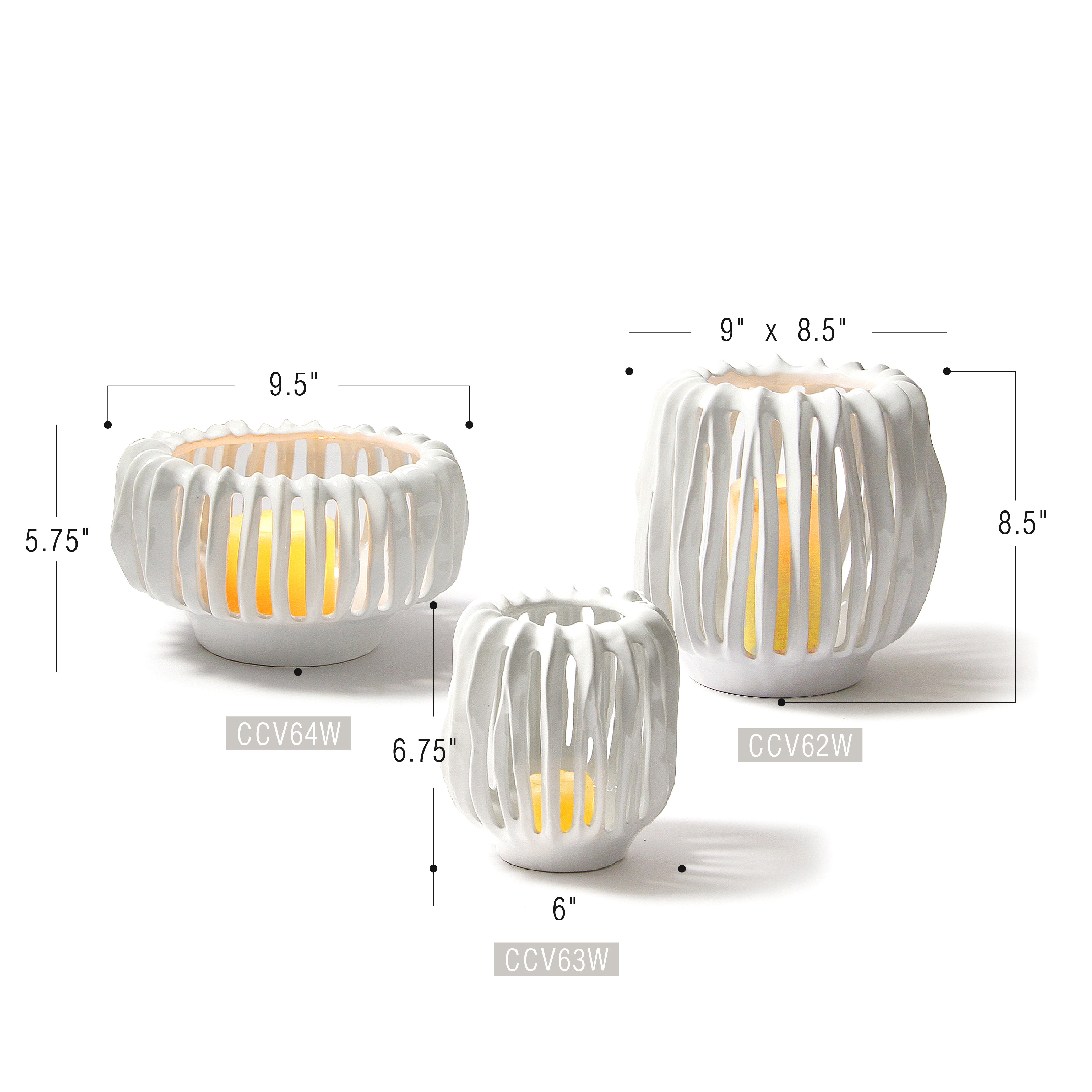 Galore Home Lumen CCV64 vaso ceramica bianca traforato