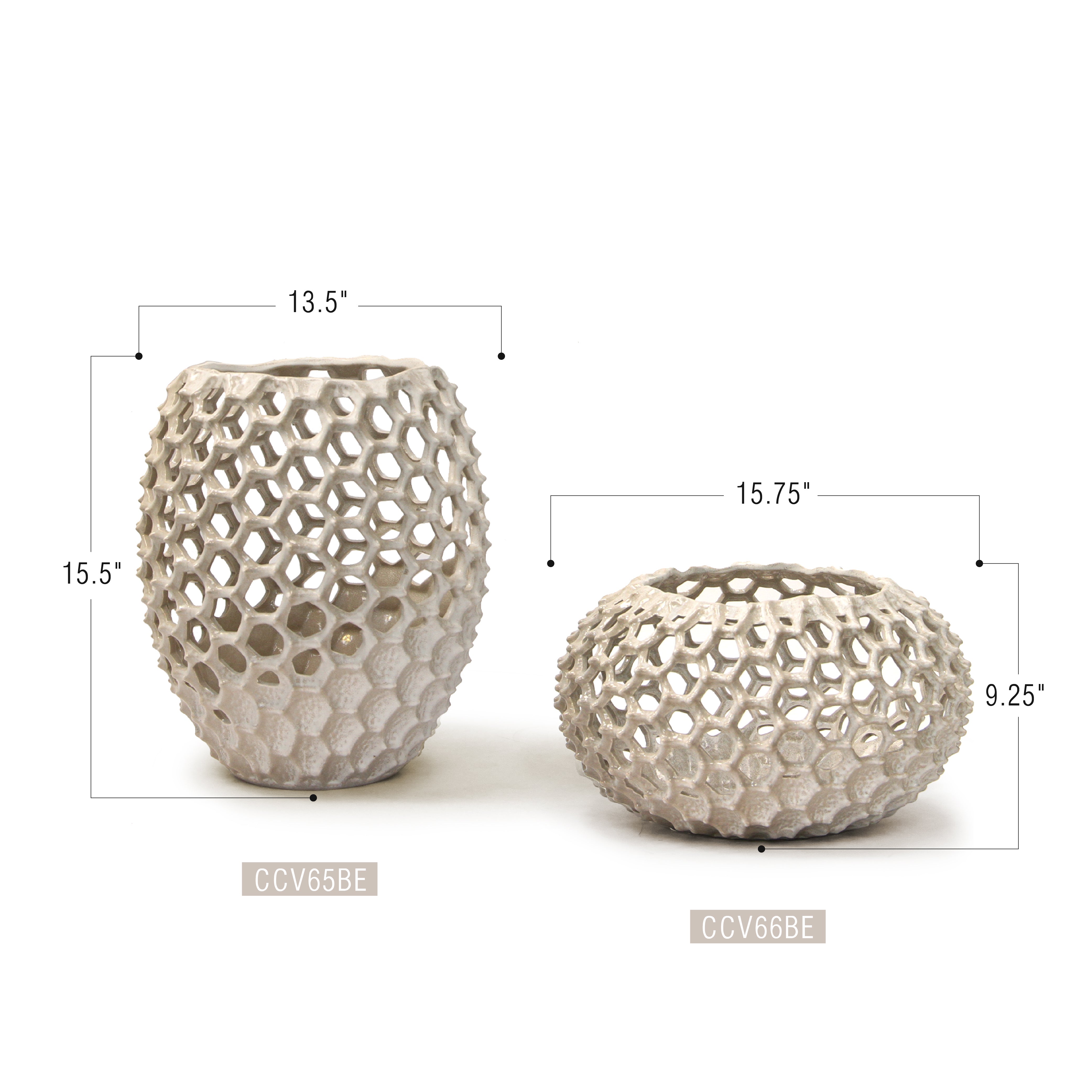Galore Home Lunaria vaso ceramica beige basso traforato