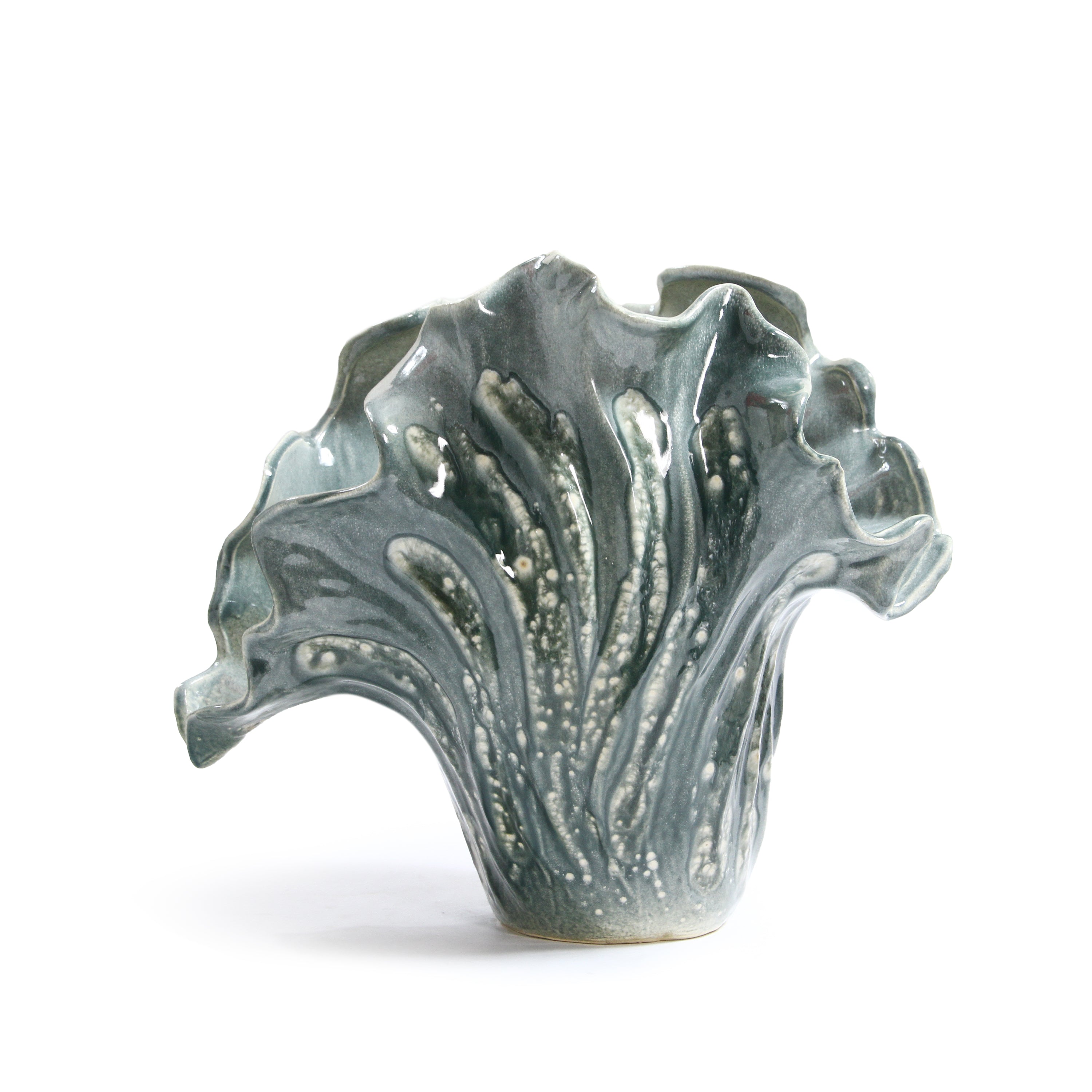 Galore Home Fanfold Blossom vaso ceramica grigio