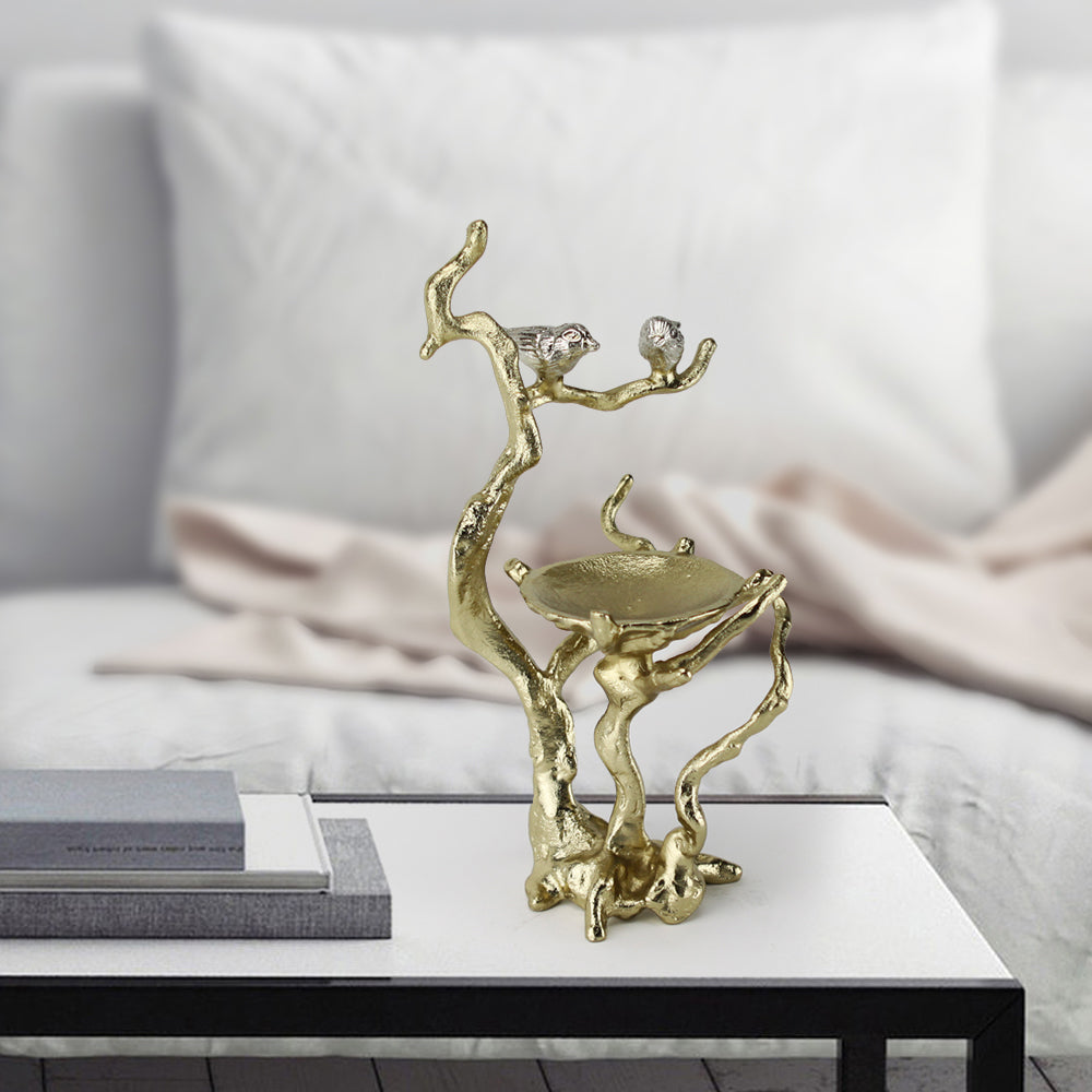 Galore Home portacandele oro uccelli in alluminio