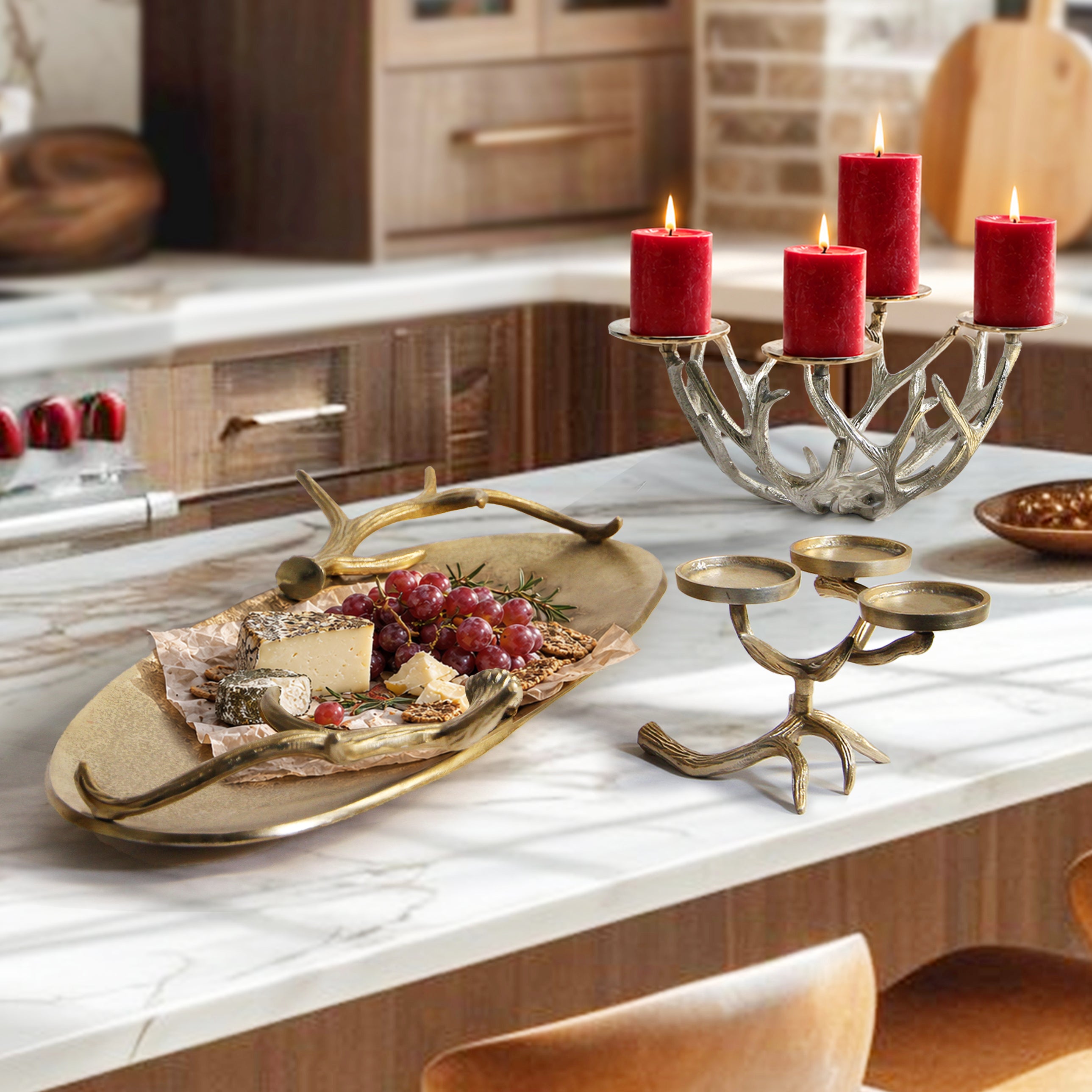 Galore Home Antler Trio 31-0831 portacandele oro