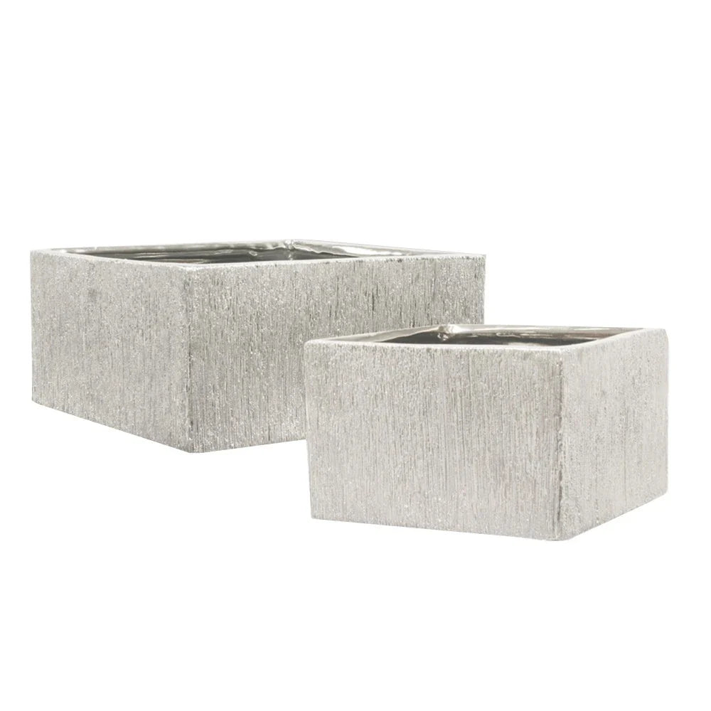 Galore Home Etched Metallic Silver vaso ceramica argentata