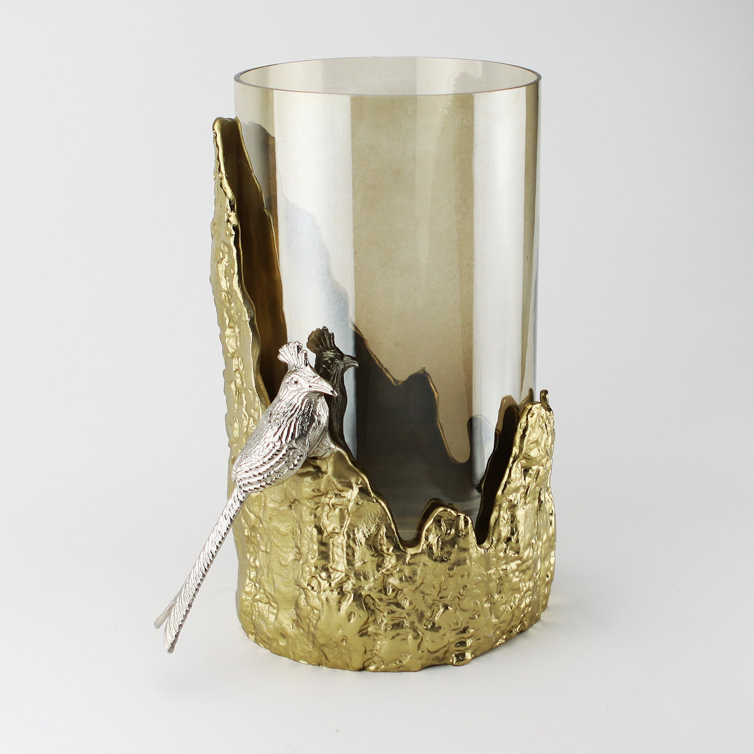 Galore Home Cardinal portacandele vaso vetro ambra oro