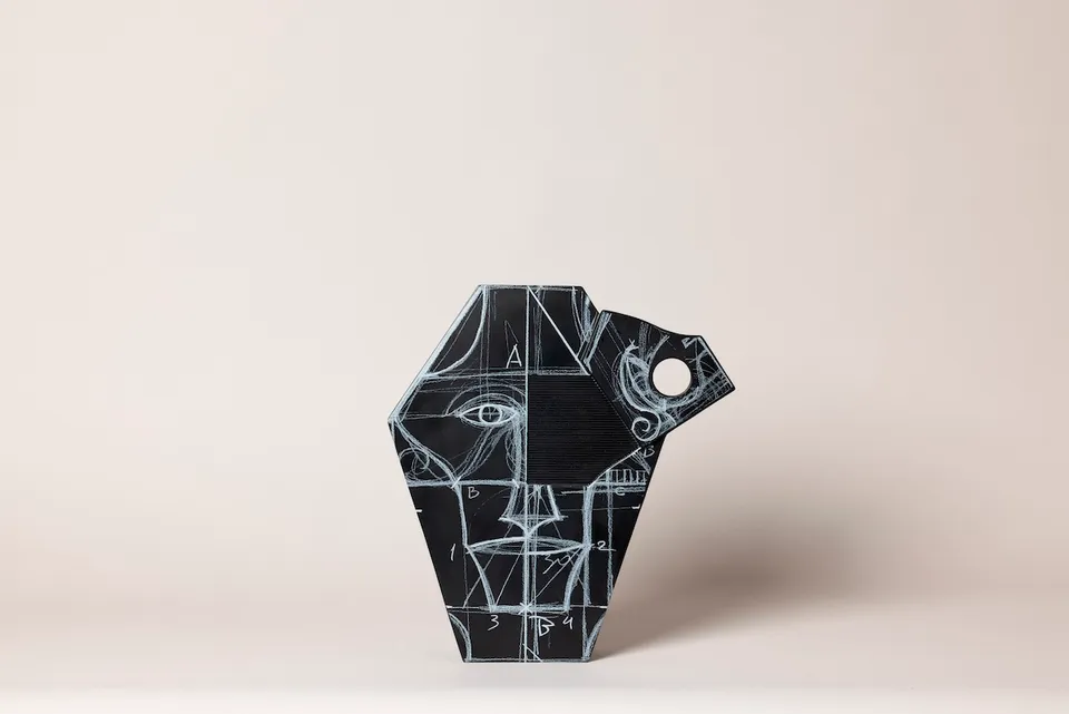 Ceramica Gatti 1928 Mimmo Paladino MP90 Ulisse vaso nero
