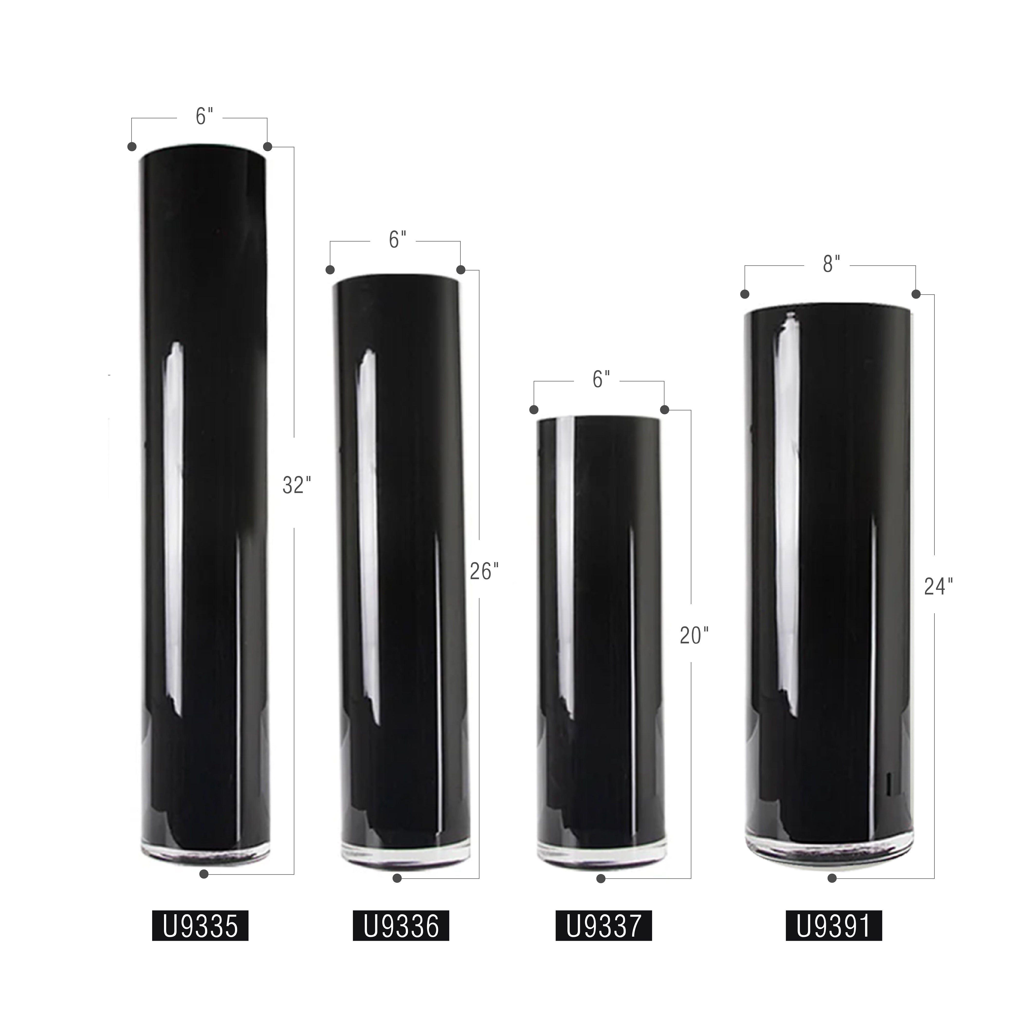 Galore Home vaso vetro cilindro nero 50 cm U9337