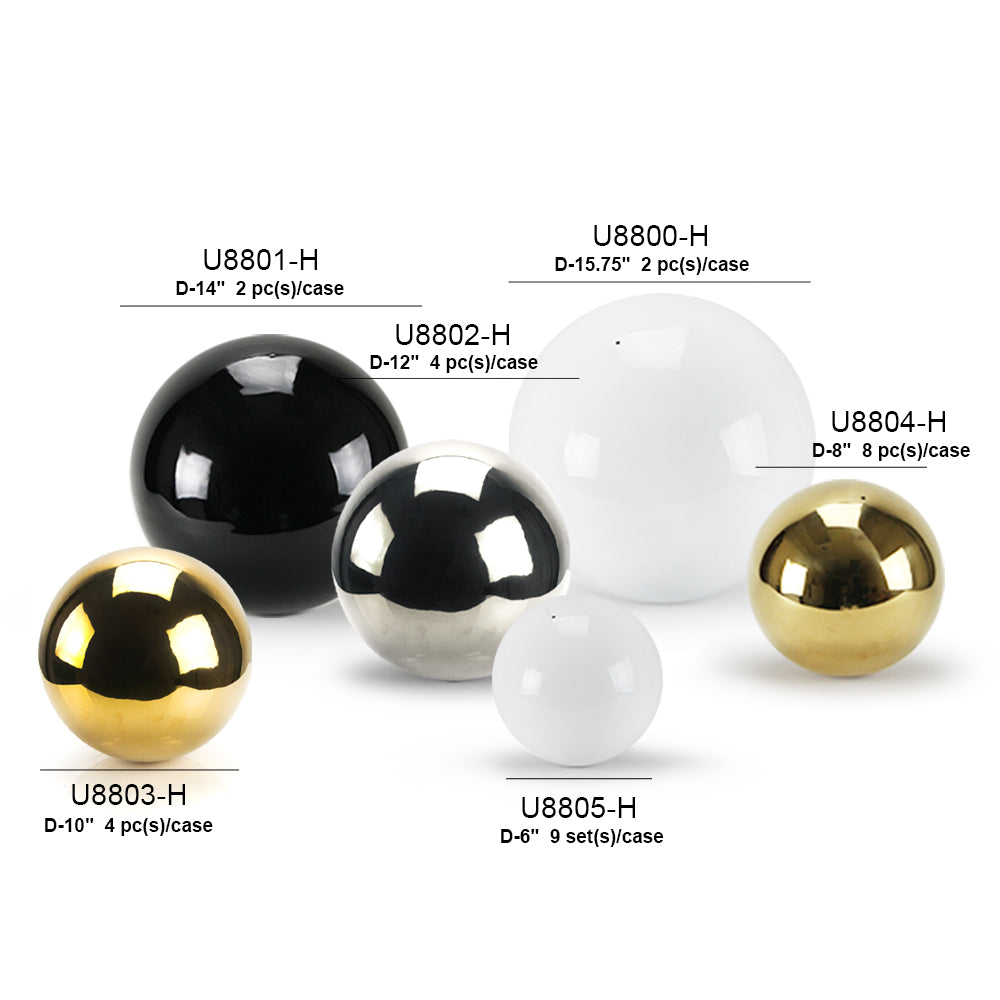 Galore Home Threaded Sfera Acciaio Nero 20 cm Set 8