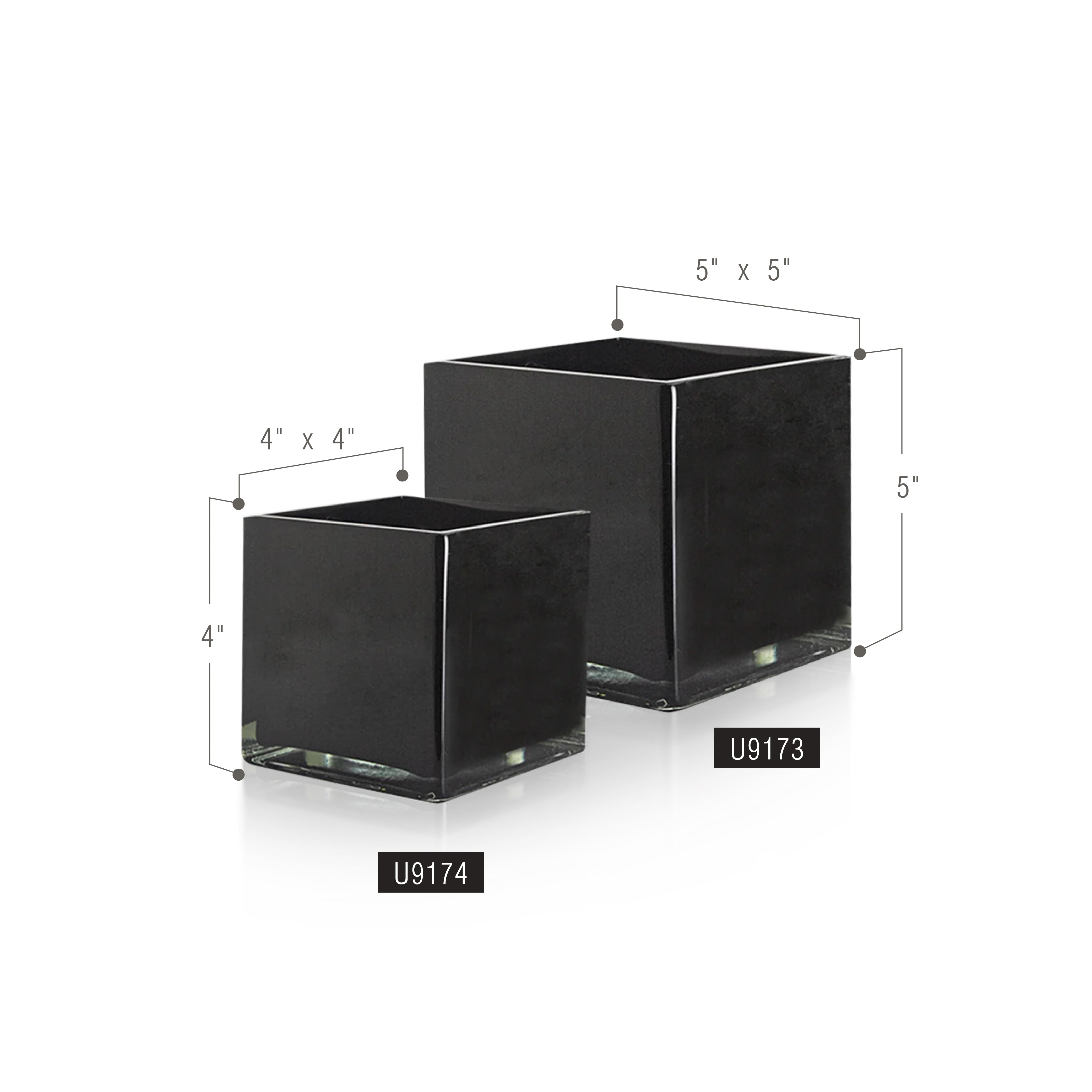 Galore Home Premium Layered U9173 vaso cubo vetro nero 13 cm