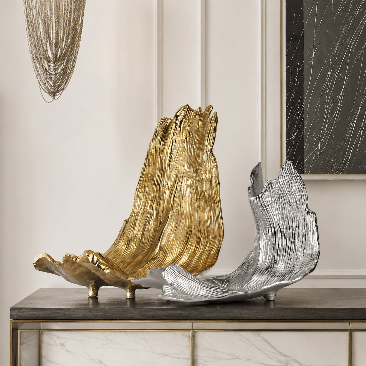 Galore Home Gilded Wave scultura alluminio oro L