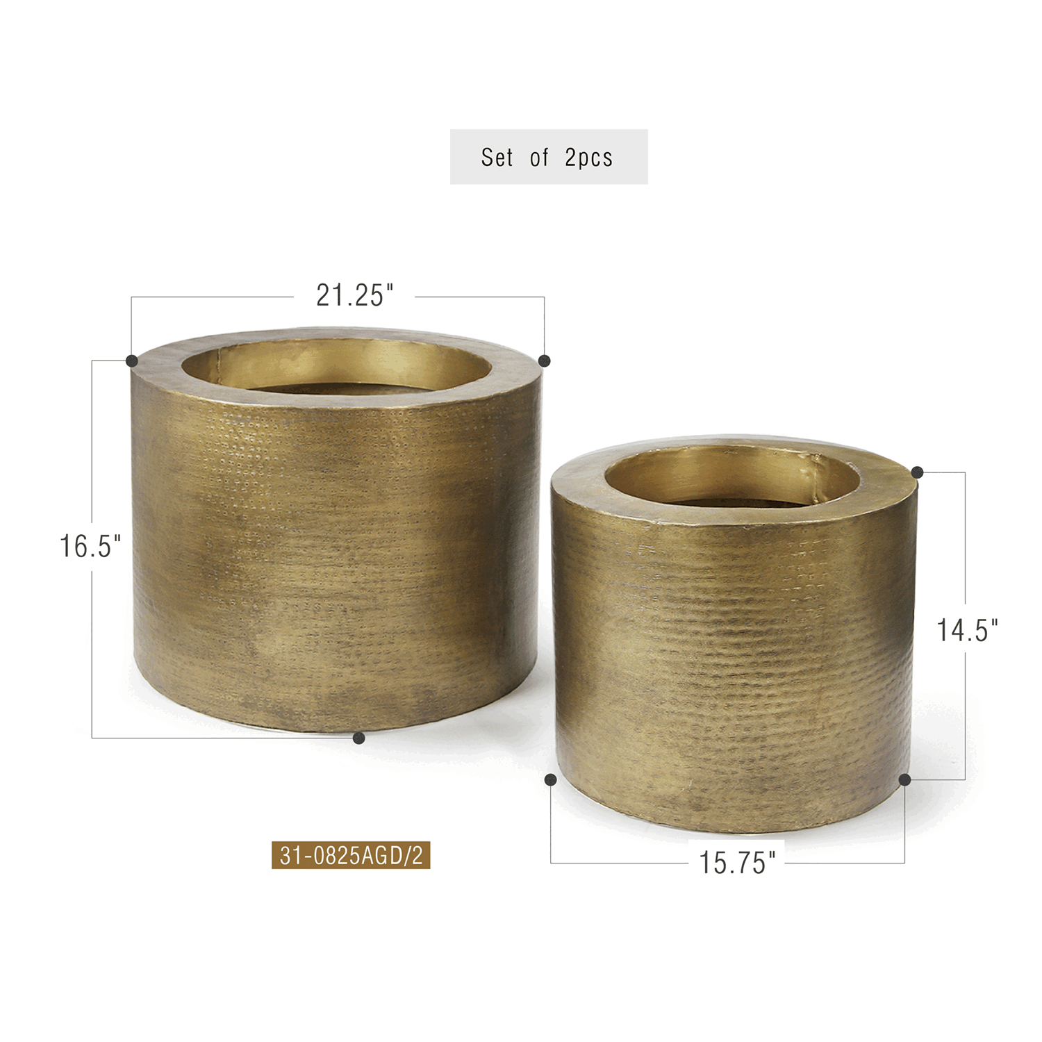 Galore Home Colossal set 2 fioriere oro antico