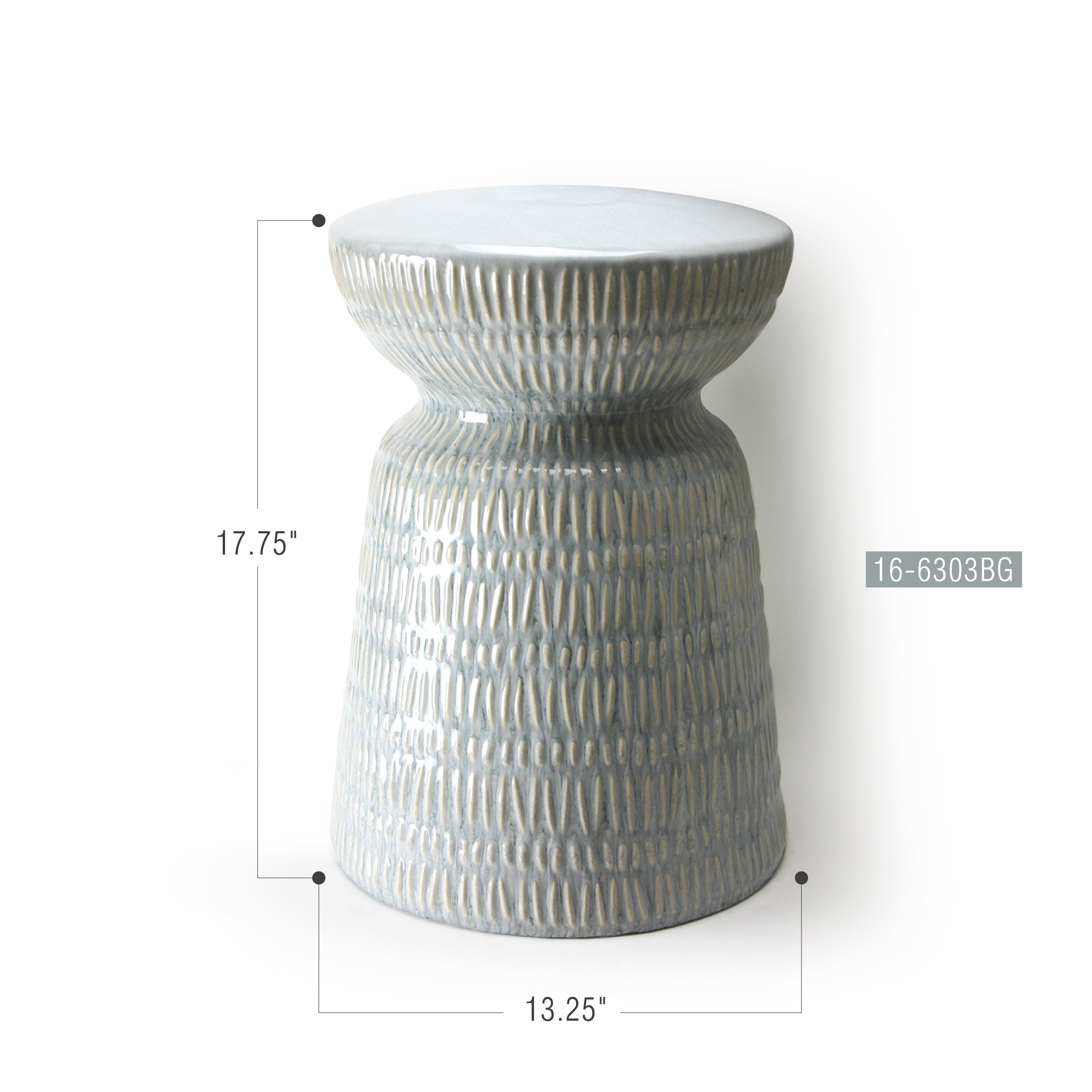 Galore Home Tavolino Laterale Sgabello Ceramica Grigio Blu