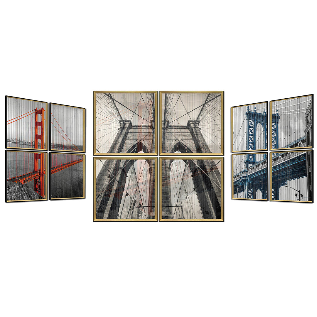 Galore Home Kinetic Set 4 Quadri Ponti Nero Oro